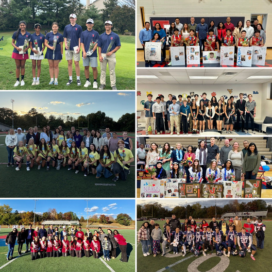Collage of senior nights from TJ fall sports teams