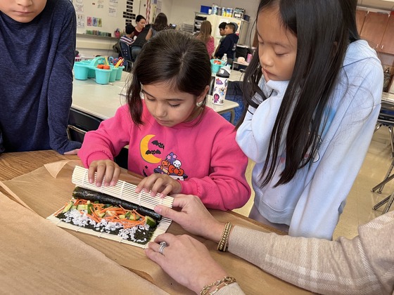 students rolled sushi