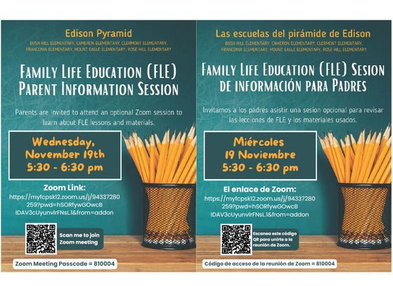 Family Life Education (FLE) Parent Information Session for Edison Pyramid 