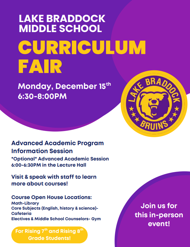 Lake Braddock Curriculum Fair