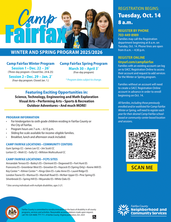 Camp Fairfax Winter and Spring Program 2025-2026