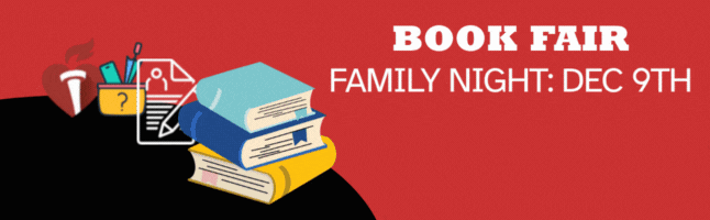 rotating banners of topics in this newsletter including Book Fair, Kids Heart Challenge, Lost and Found, and AAP Referrals