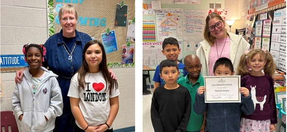 Ms. Endicott and Miss Shipley with students