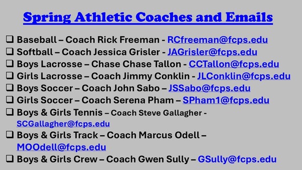 spring coaches and emails 