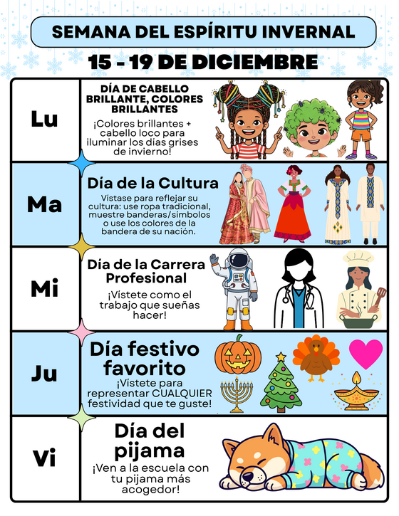 Winter Spirit Week Spanish