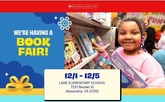 Girl looking for books at a book fair; Lane Book Fair 12/1 through 12/5; family night 12/3 5 to 8 p.m.