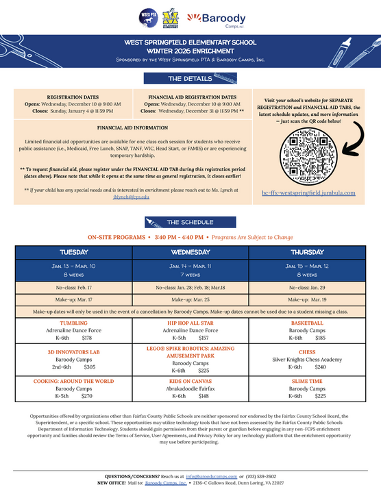 winter afterschool programs