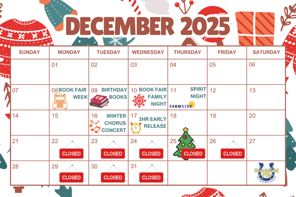 December's PTA Calendar