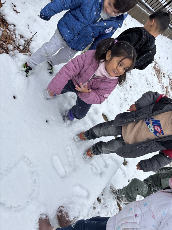 Students in the snow