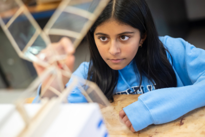 student looks at their shoolwork