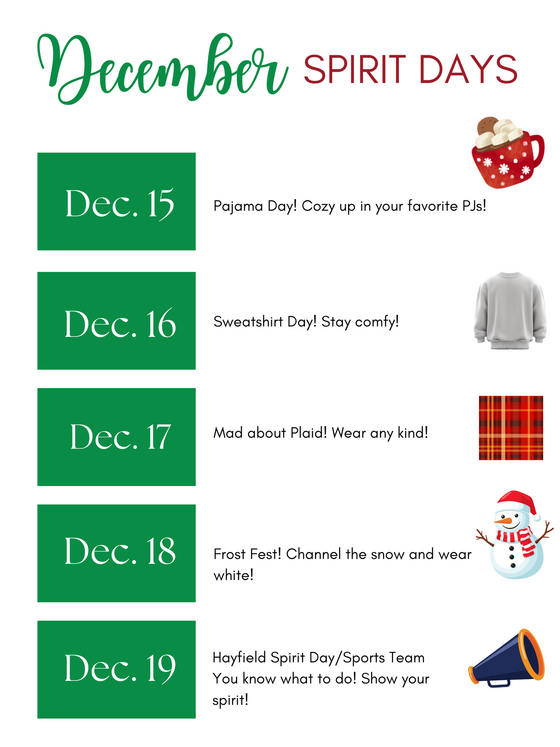 SCA December Spirit Days
