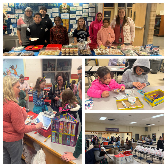 Students and families at the Bookfair and family night