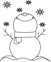 Black and White Snowman look up at snowflakes