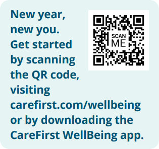 text and qr code to join CareFirst Wellbeing App
