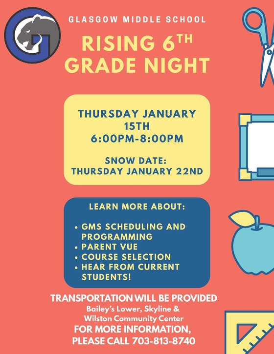 Glasgow Middle School Rising 6th Grader Night Flier