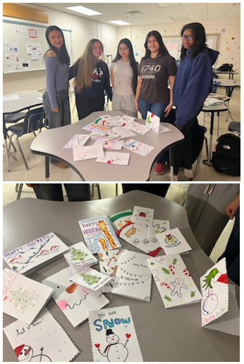 Kids making holiday cards