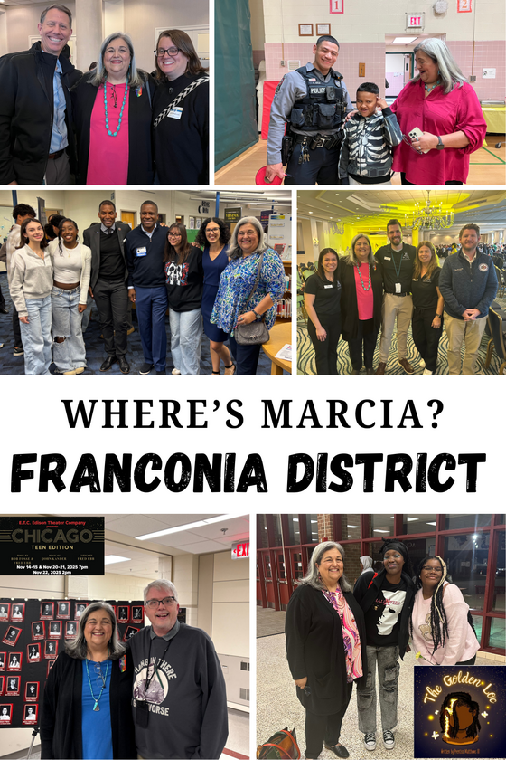 Where's Marcia Franconia District with collage of images from several Franconia District schools and events