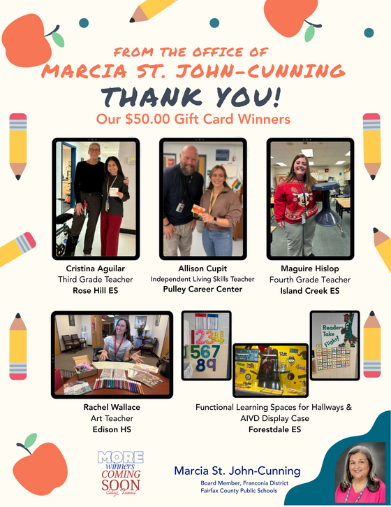 Gift Card Winners from Franconia District 