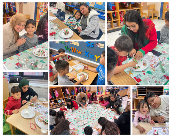 collage of photos from the Pre-K winter family event