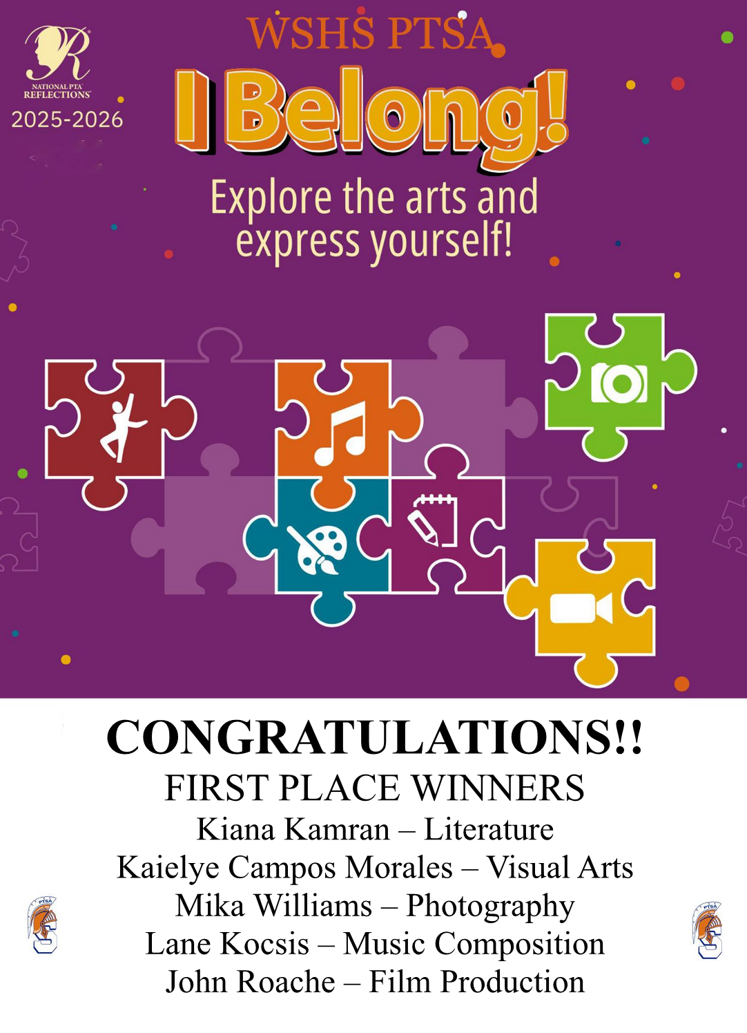 WSHS PTSA Reflections winners