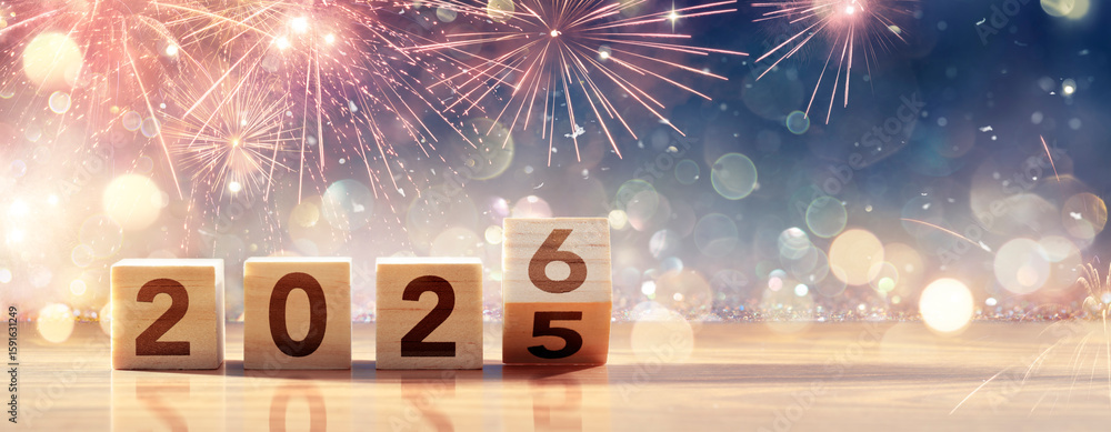 Numbers 2025 blocks turning to 2026 image