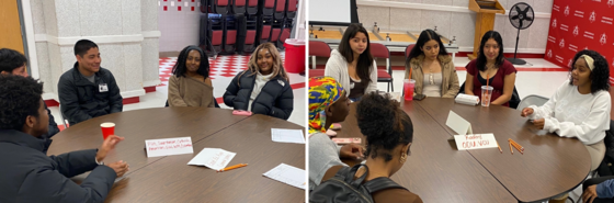 students around a table