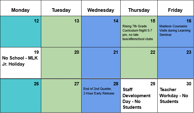 Weekly calendar