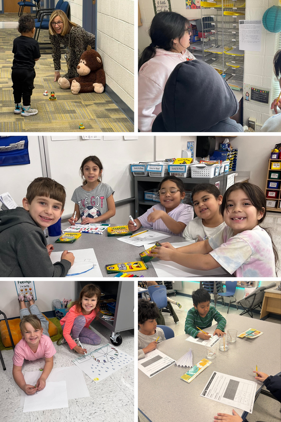 This week at Clearview. Students in class doing experiments, students doing math and playing an inclass game. 