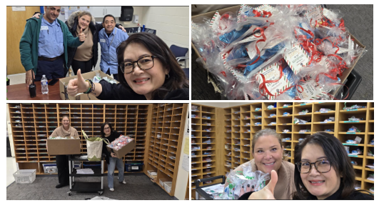 Parents helping with school donations