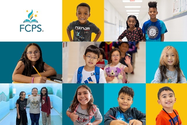 FCPS Student Experience Survey logo with pictures of many different students