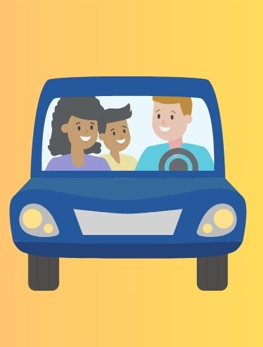 Graphic of a family in a car