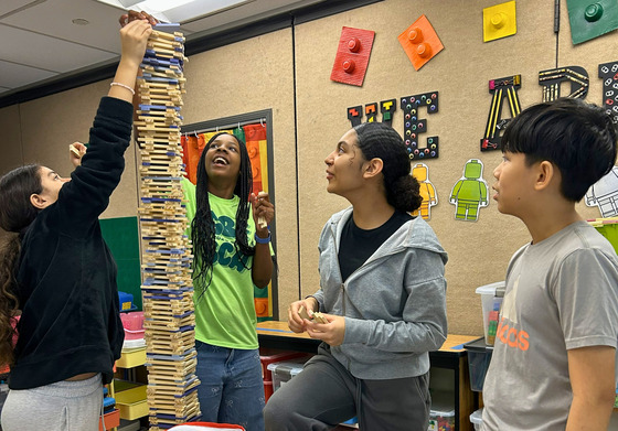 Students in building in STEAM