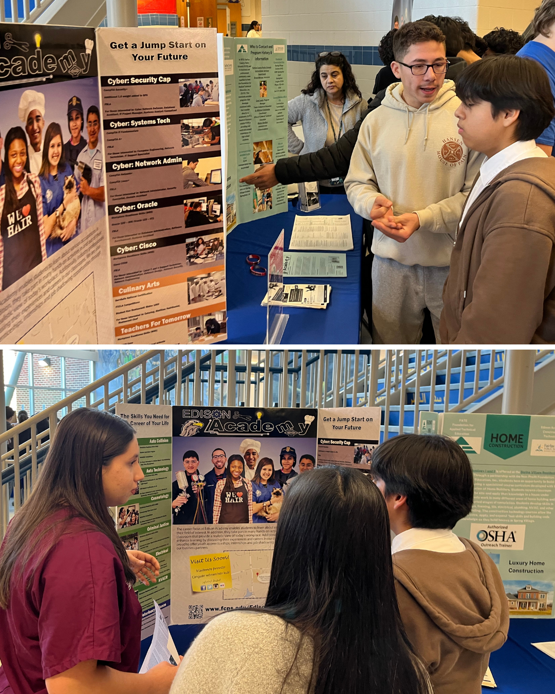 photos of students talking about course selection