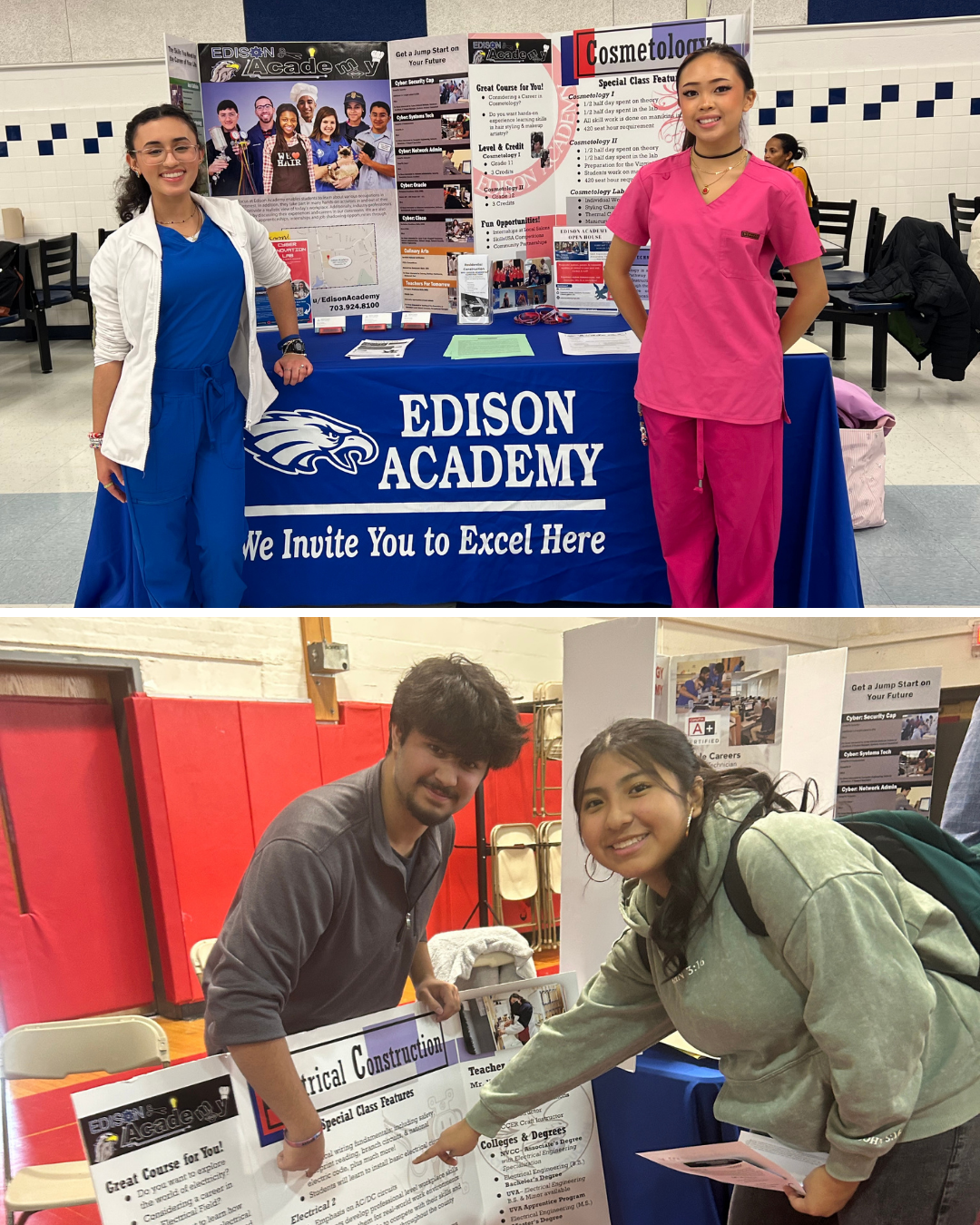 photos of students talking about course selection