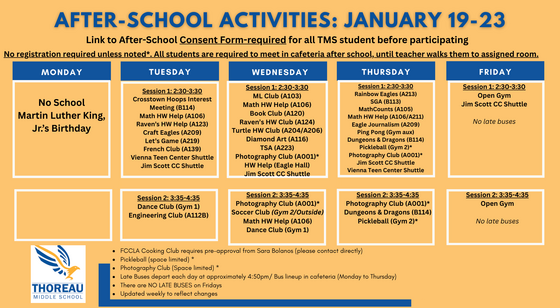 After School for the week of Jan. 19-23
