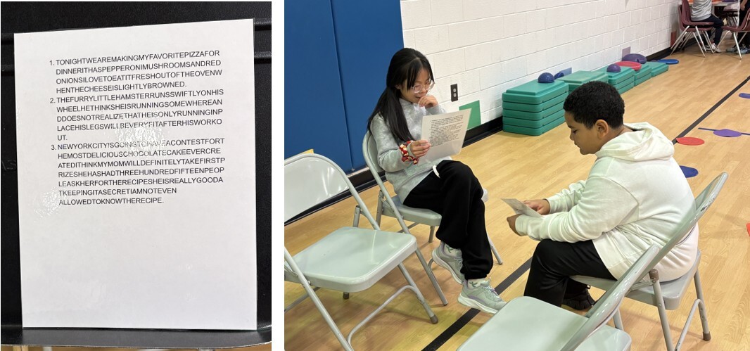 Students struggling to read text that portrays how text looks with dyslexia