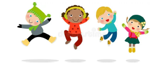kids dancing dressed for winter
