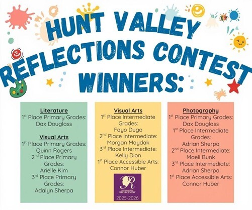 HVES Reflections contest winners in literature, visual arts (primary and intermediate) and photography. 