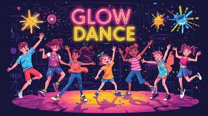 Picture of kids dancing at a Glow Dance
