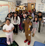 The Cougar stopped by Ms. Moreno’s class for a quick celebration.