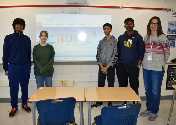 NASA TechRise team poses with Ms. Highsmith