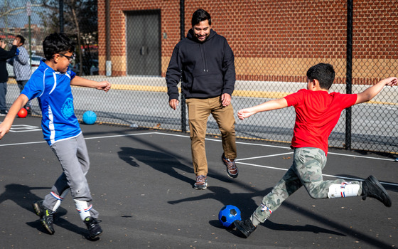 Soccer game at recess