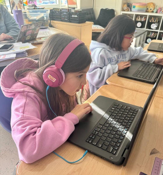 Students working on laptops