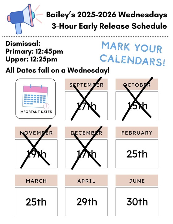 3 Hour Early Release Calendar English