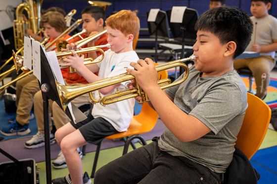 Students in band class.