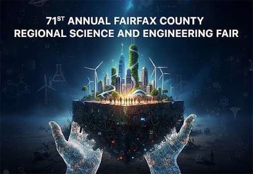 Hands holding land with science and engineering items