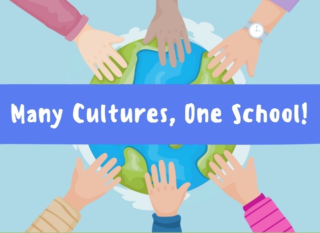 drawing of hands of different skin tones touching a globe