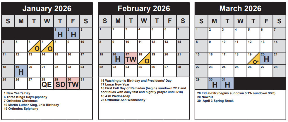 January, February, March