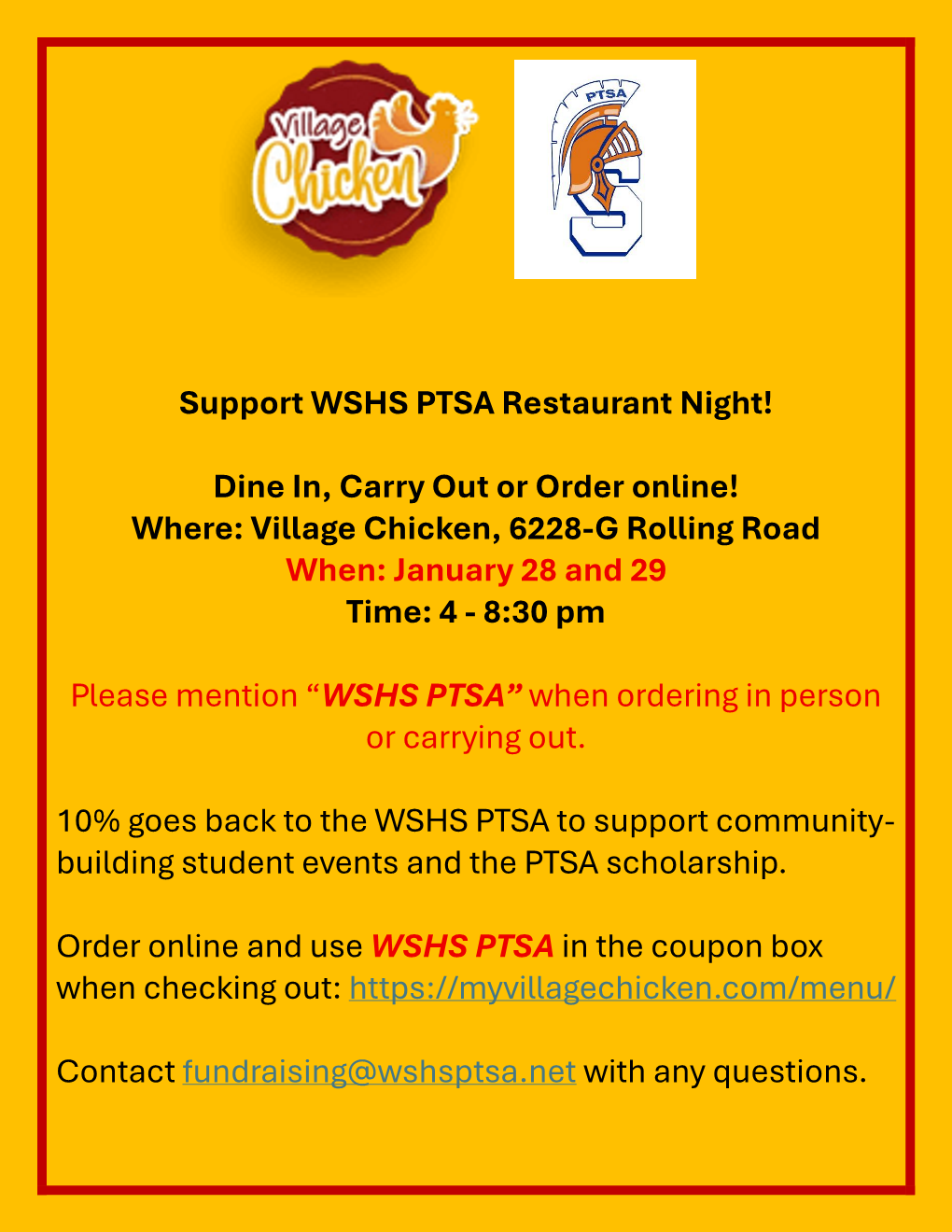 WSHS PTSA Village Chicken