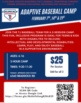 TJHSST Adaptive Baseball Camp Graphic